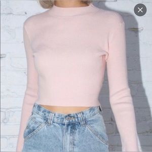 Brandy Melville cropped pink turtleneck